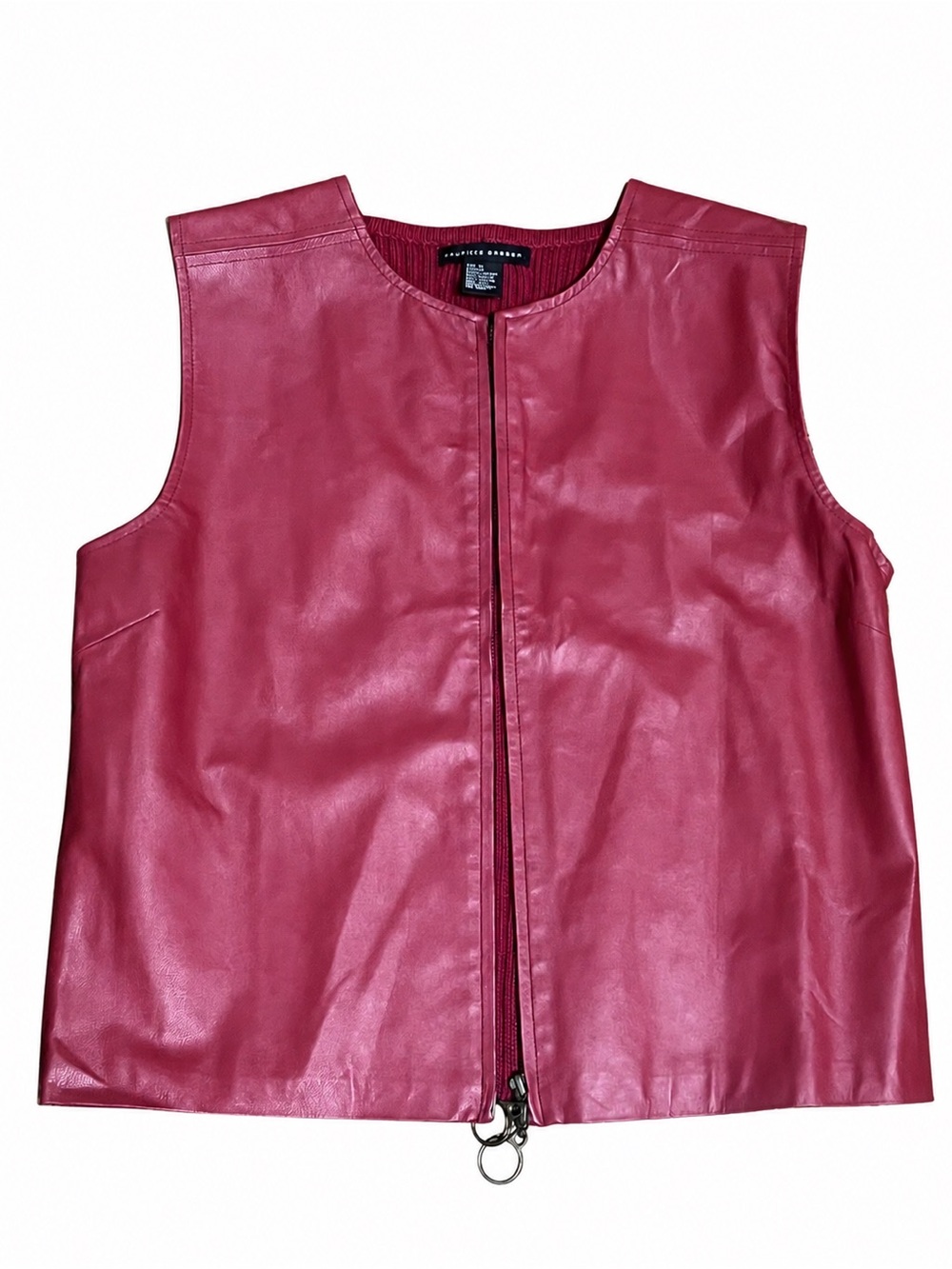Maurice Sasson Vintage Red Genuine Leather Knit Vest XL